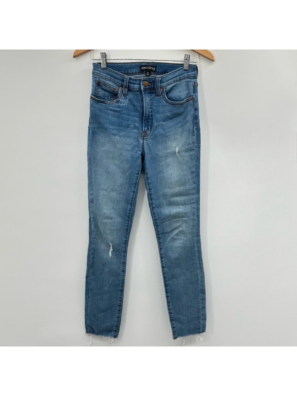 J. Crew Mercantile 10" Rise Skinny Raw Hem Jeans Size 27